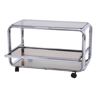 Mid-Century Chrome and Smoked Glass Serving Trolley, 1970s For Sale