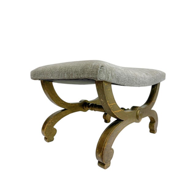 Vintage Neoclassical French X-Frame Curule Stool, 1940s For Sale - Image 4 of 11