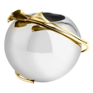 Small Silver and Gold Metal Calla Lily Vase Bowl For Sale
