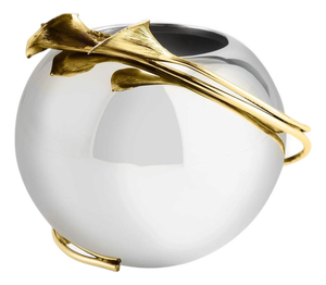 Small Silver and Gold Metal Calla Lily Vase Bowl