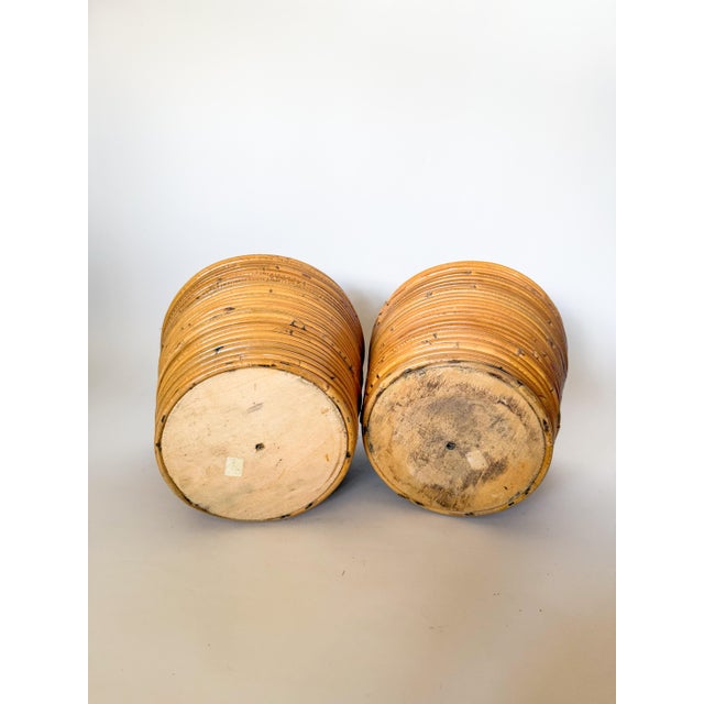 1970's Italian Style Pencil Reed Planters, a Pair | Chairish