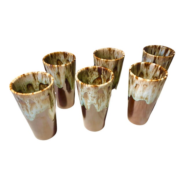 Ceramic Vintage Harker Lava Glazed Highballs, Set of Six For Sale - Image 7 of 8