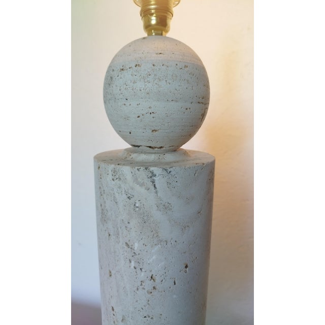1980s Italian Travertine Table Side Lamp Sculptural Stone Obelisk Mid-Century Modern For Sale - Image 10 of 14