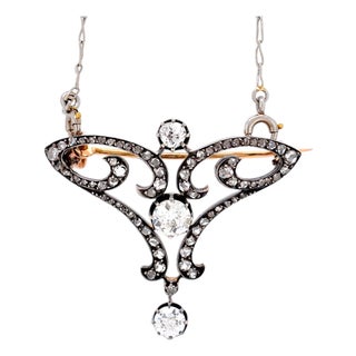 Antique Belle Époque 2ct Old-Cut Diamond Transformable Brooch Pendant For Sale