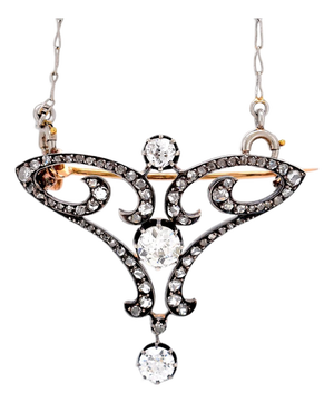 Antique Belle Époque 2ct Old-Cut Diamond Transformable Brooch Pendant