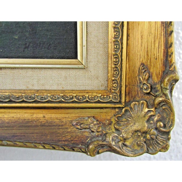 Black 1902 Oil Painting Chrysanthemums and Daisies in Glass Vase Carved Gold Wood Frame H. Ovide Cornwall, England For Sale - Image 8 of 12