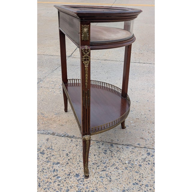Authentic Late 19th-Century French Demilune Curio Cabinet in Mahogany With Ormolu Mounts, C. 1890 For Sale - Image 9 of 17