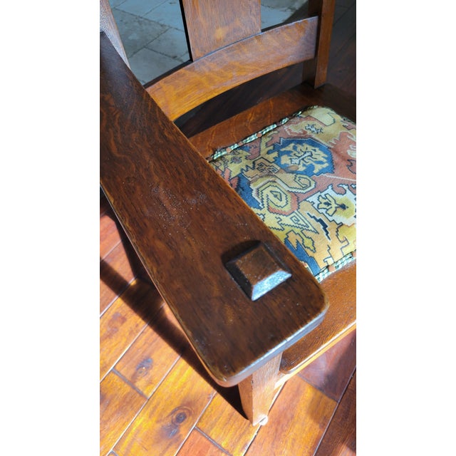 1910s Antique Charles Limbert Oak Chair For Sale - Image 4 of 12