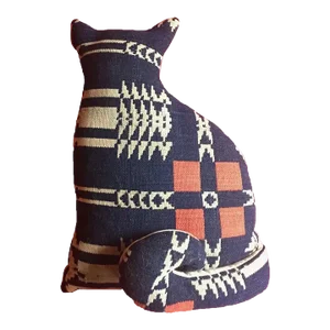 19th Century Americana Folk Art Hand Sewn Cat Pillow