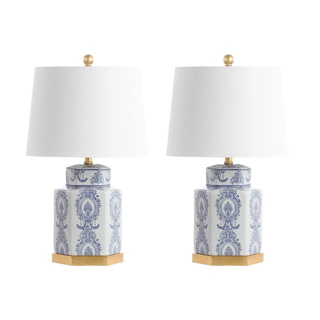 Bodin Chinoiserie Table Lamp in Blue Lapis/White - a Pair For Sale - Image 9 of 9