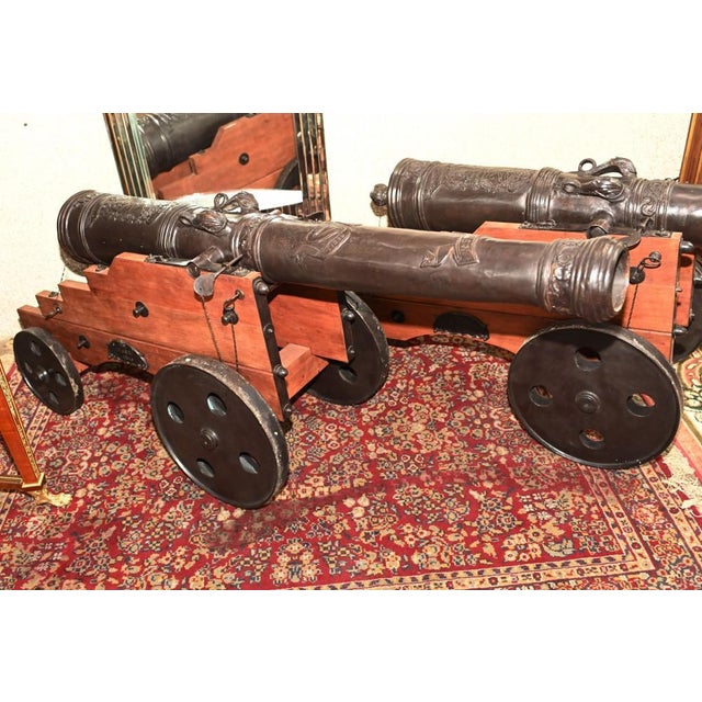 Large French Bronze Cannons, Set of 2 For Sale - Image 10 of 15