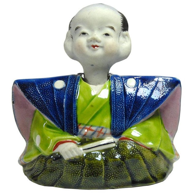 Japanese Rakugo Nodding Porcelain Figurine, 1890s For Sale - Image 10 of 10
