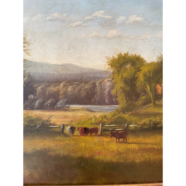 Antique 19thCentury Pastoral Landscape Oil Painting L Davis Dated 1874 For Sale - Image 4 of 10