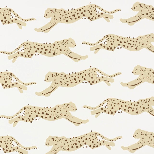 Schumacher Leaping Leopards Wallpaper in Sand For Sale