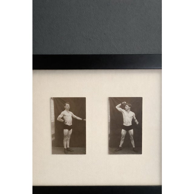 Mid-Century Modern Early 20th-Century Strongman Studies — Framed Photographic Pair For Sale - Image 3 of 7