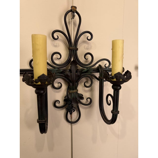 19th Century Iron Two-Arm Sconces, Circa 1890 For Sale - Image 12 of 12