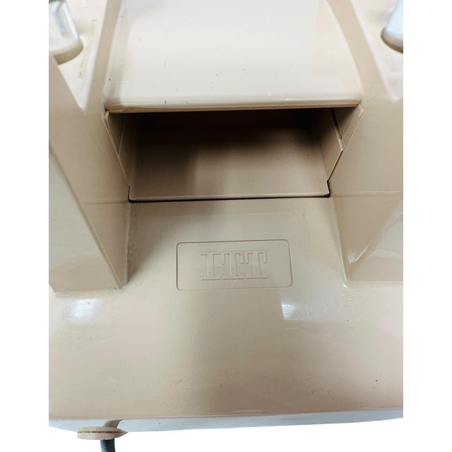 Vintage I T T Model 500 Beige Rotary Phone | Working 1983 Desk Telephone | Polished | Original Cords | Smooth Dial Movement For Sale - Image 11 of 14