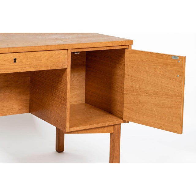 Mid Century Danish Modern Oak Wood Writing Desk 1960s For Sale - Image 15 of 17