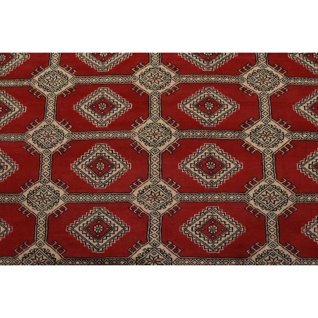 Bokhara Jaldar Rug 8’3” X 10’2” Red Wool Tribal Hand-Knotted Oriental Carpet For Sale In Philadelphia - Image 6 of 14