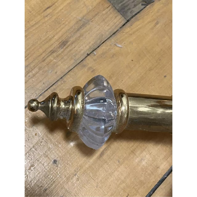 Traditional Vintage Plated Brass Vanity Light With Cut Glass Shades For Sale - Image 3 of 4