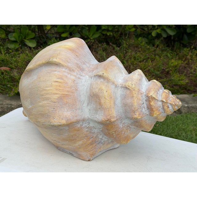 Vintage Oversized Hand-Painted Oversized Conch Shell Sculpture For Sale In Naples, FL - Image 6 of 12