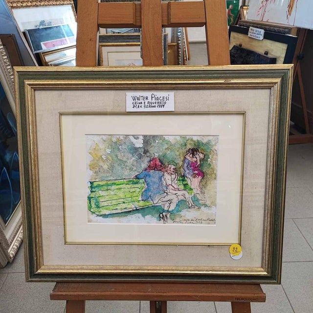 Walter Piacesi, Untitled, Watercolour, Framed For Sale - Image 9 of 9