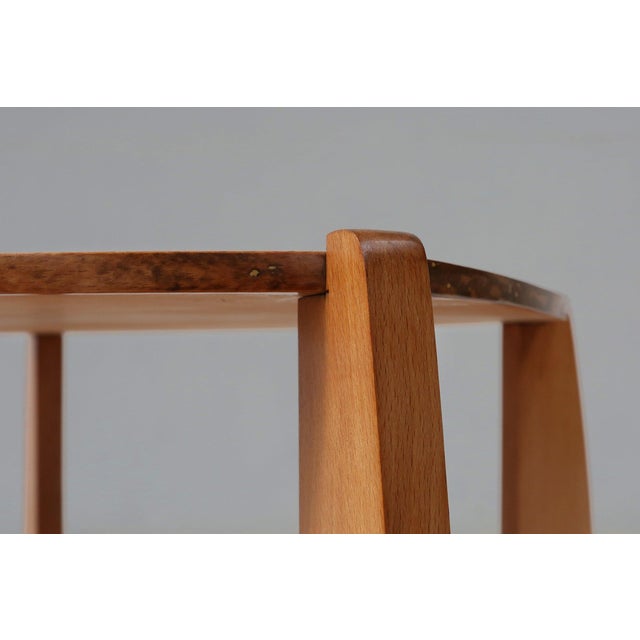 Amsterdam School Beech Wooden Side Table, the Netherlands, 1920s For Sale - Image 4 of 13
