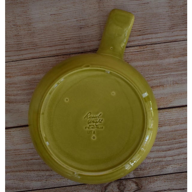 Vintage 1950s Russel Wright Steubenville Avocado Green Casserole With Stick Handle For Sale - Image 11 of 13