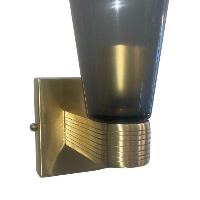 Set of Four Gray Murano Glass Impero Sconces, Italy, 1980's. For Sale - Image 4 of 8