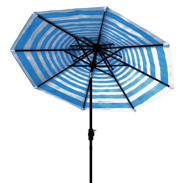 Athens 9Ft Double Top Crank Umbrella, Baby Blue With White Understripe For Sale In Philadelphia - Image 6 of 6