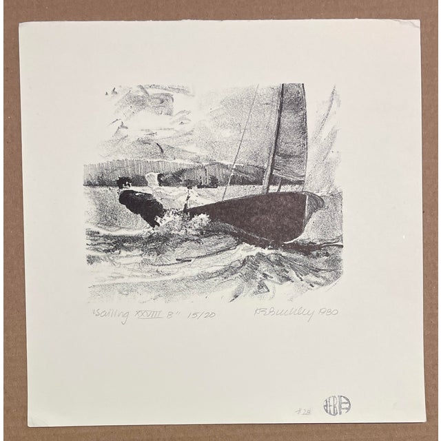 1980 litho with hand tinting in ink by Harry E. Buckley (1930-2010) "Sailing XXXVIII - B," pencil signed, titled, and...