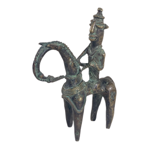 Vintage African Dogon Bronze Horseman Sculpture Mali 7.25" H
