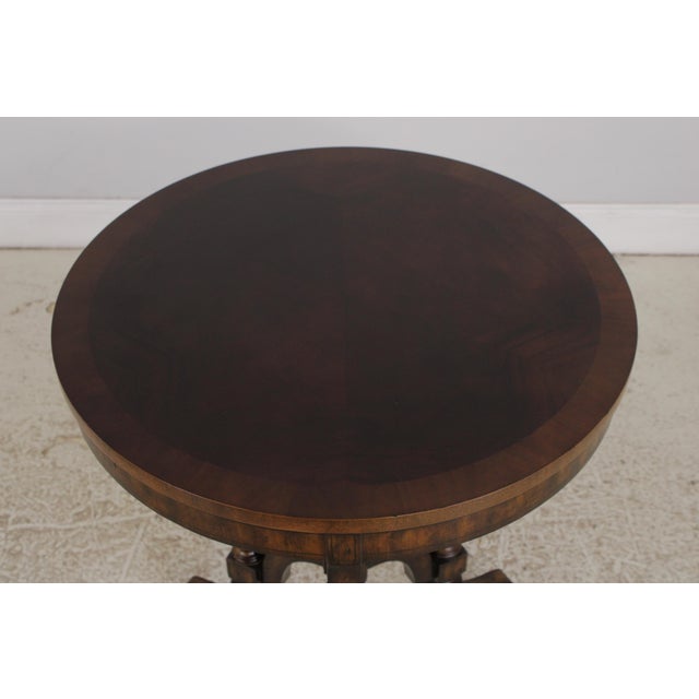 1990s Maitland Smith Round Mahogany Pedestal Lamp Table For Sale - Image 5 of 16