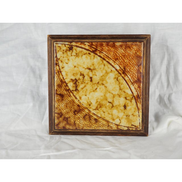 1960s French Wood and Ceramic Trivet With a Large Eye in Shades of Beige For Sale - Image 11 of 11