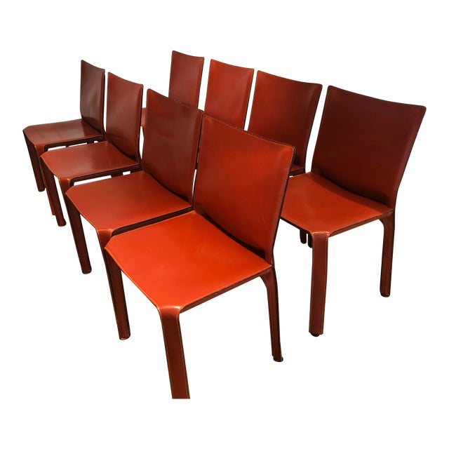 Mario Bellini Cassina Cab Chairs In Russian Red Set Of 8 Chairish