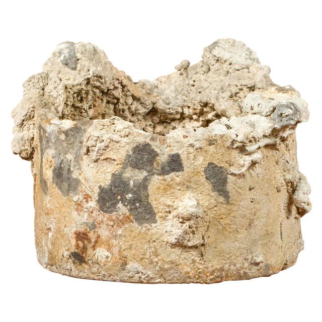 Ancient Asian Circular Vessel with Mineral Deposits and Weathered Patina For Sale - Image 11 of 11