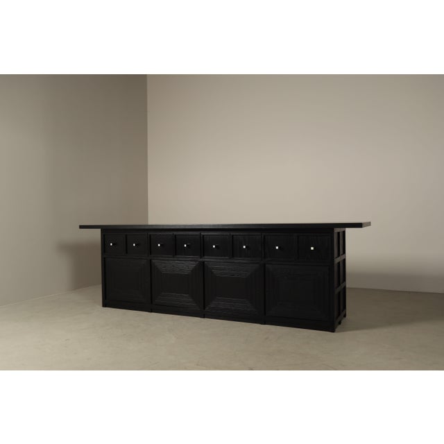 Large Architectural 4-Door Sideboard in Ebonized Wood, 1990s For Sale - Image 15 of 17