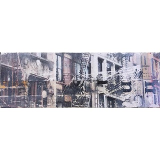 City Grit by Justin Wheatley | Mixed (photo, collage, acrylic) on panel urban architecture scene For Sale