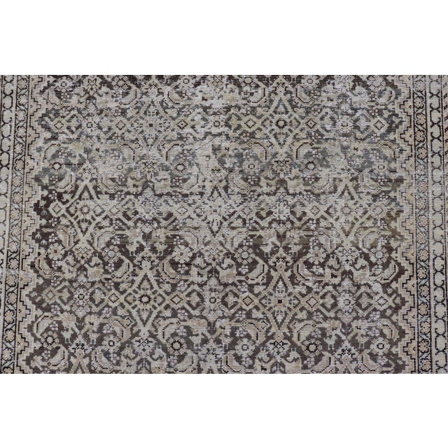 Gray & Charcoal Antique Persian Malayer Gallery Rug With All-Over Herati Design 5'7 X 12'4 For Sale In Atlanta - Image 6 of 14
