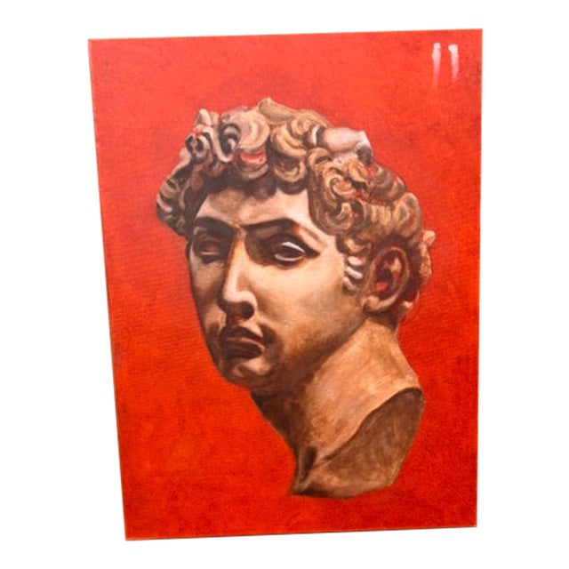 David Study on Vermilion Ground by Kathleen Varadi, Classical Figurative Oil Painting For Sale