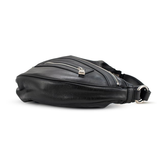Black Versace Repeat Hobo Medium Black Leather Silver Hardware Shoulder Bag For Sale - Image 8 of 16