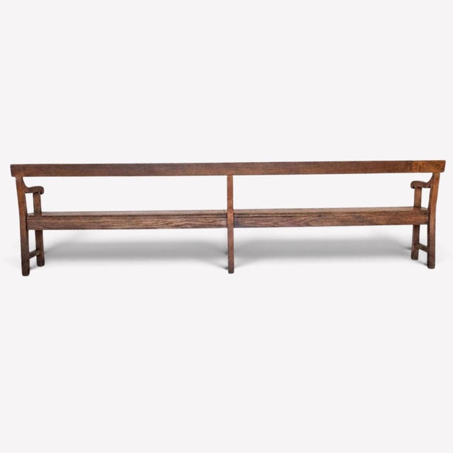 Brown 19th Century French Oak Open Arm Bench For Sale - Image 8 of 10