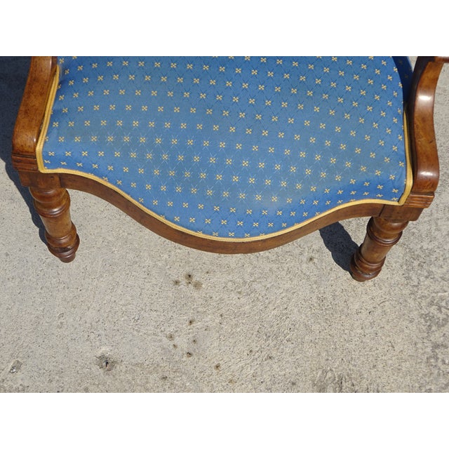 Antique Gondola Armchair in Walnut and Fabric For Sale - Image 13 of 18