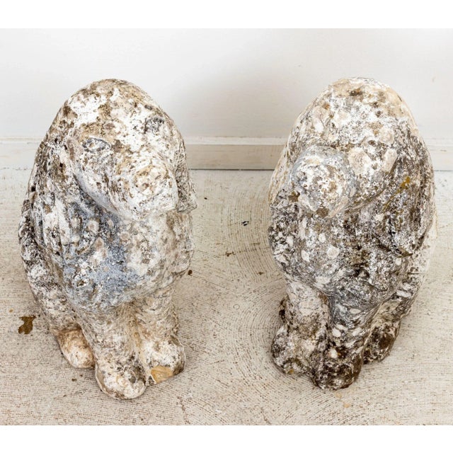 Circa mid-20th century pair of cast concrete cocker spaniel garden ornaments with original patina. Made in England. Please...