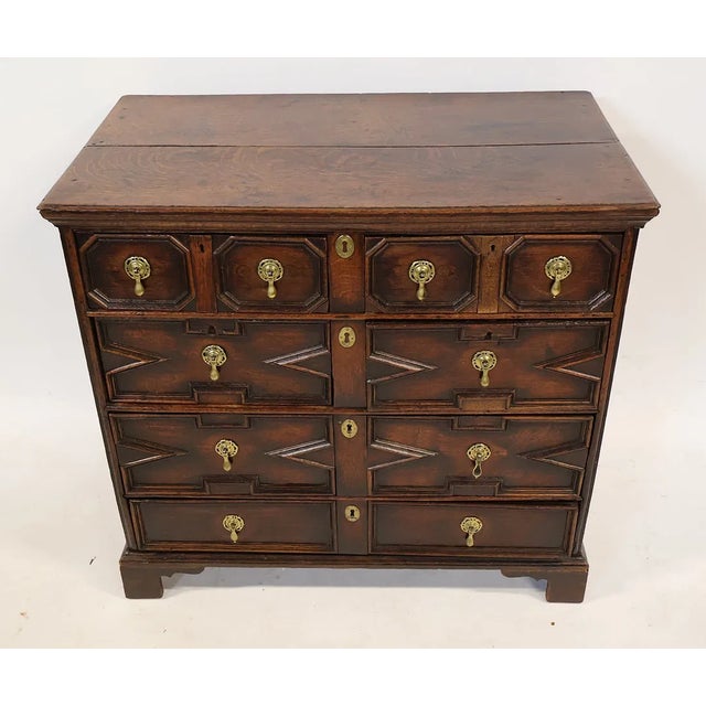 Brown Early 18th Century English Oak Jacobean-Style Chest of Drawers For Sale - Image 8 of 8