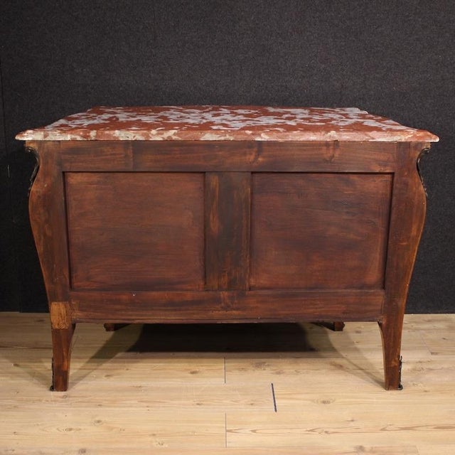 Lombard Inlaid Dresser in Louis Xv Style with Marble Top, 1950 For Sale - Image 6 of 14