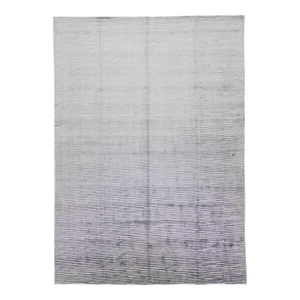 2010s Handmade Modern Wool & Silk Rug With Gray-Silver Abstract Motif