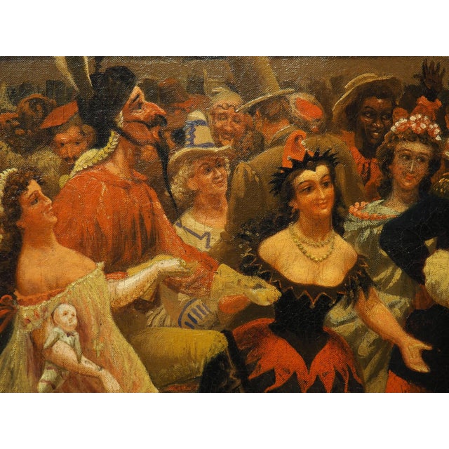 Wood The Masquerade Ball, a 19th Century Oil on Canvas Painting in Giltwood Frame For Sale - Image 7 of 18