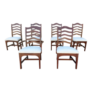Vintage High Ladder Back Solid Wood Frame Dining Chairs by Kincaid Furniture