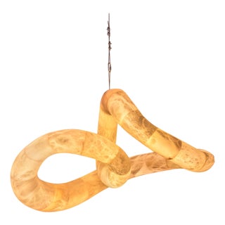 Aqua Fossil Light V Pendant Lamp in Alabaster by Amarist Studio For Sale